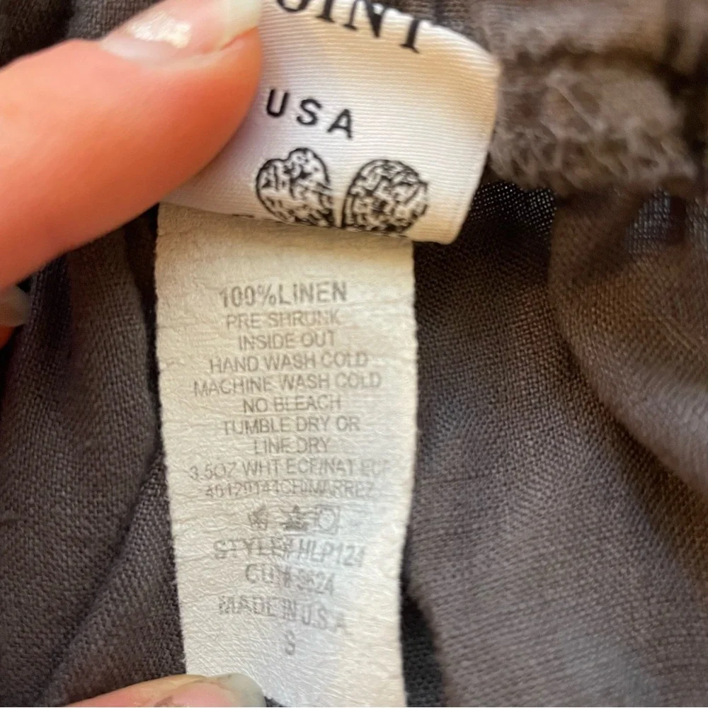 Match Point Gray Linen Wide-Leg Ruffle Hem Capris - Picture 4 of 5